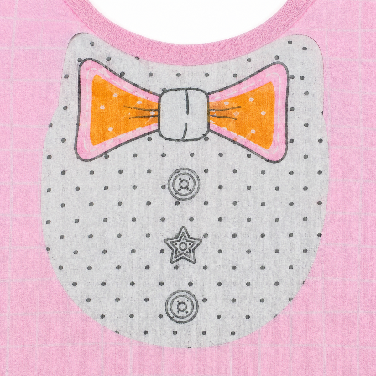 BABY BIB BOW PRINTED PINK