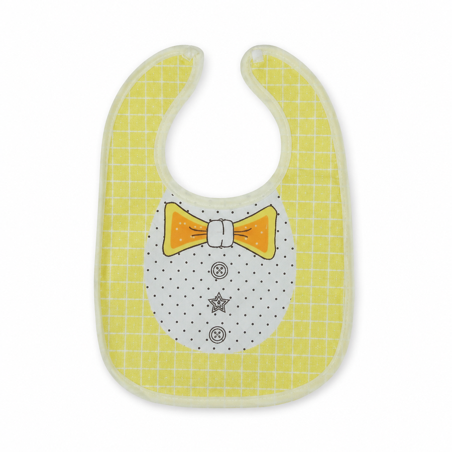 BABY BIB BOW PRINTED YELLOW