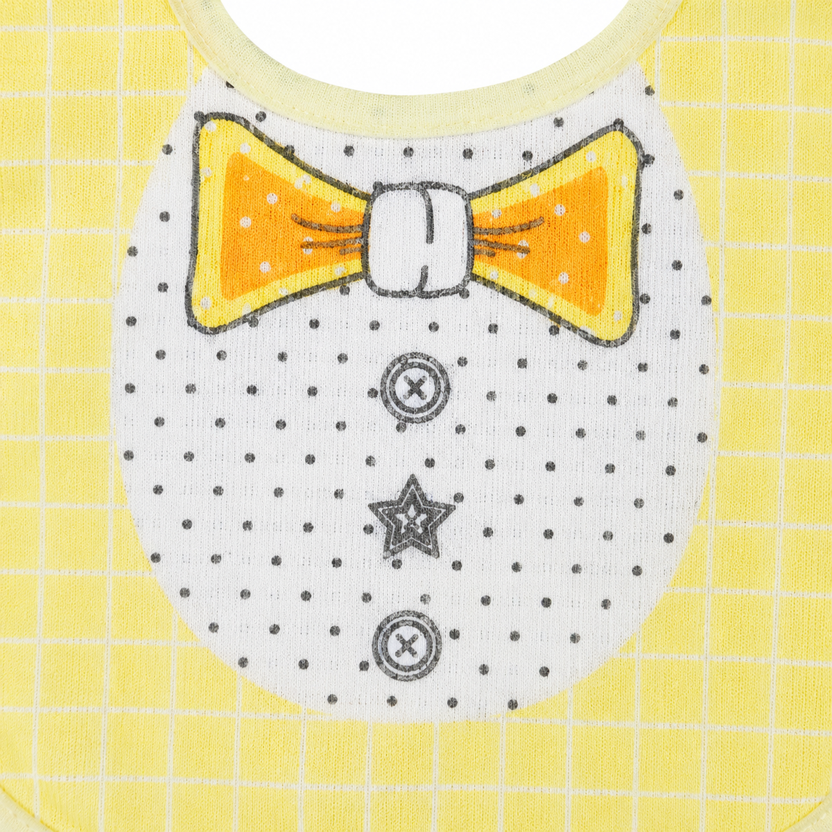 BABY BIB BOW PRINTED YELLOW