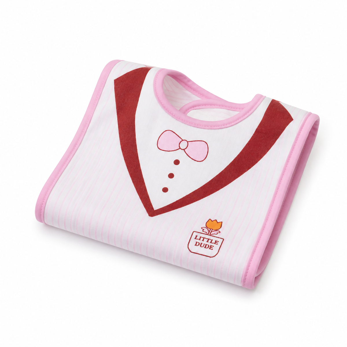 BABY BIB CLASSICAL BOW PRINTED PINK
