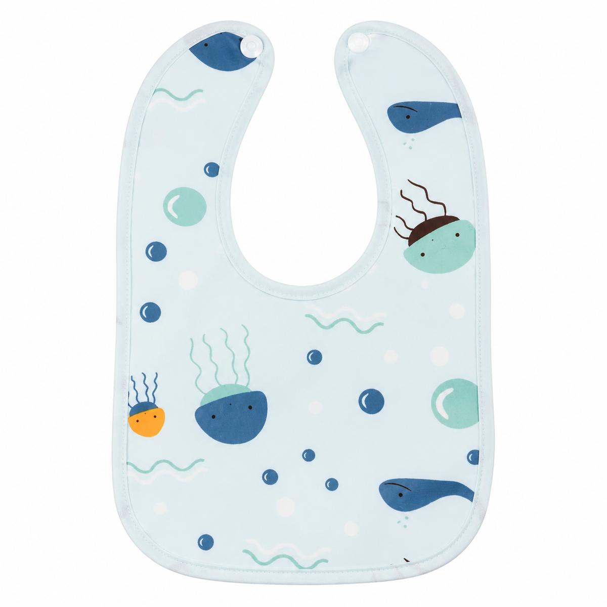 BABY PLASTIC BIB BUTTON JELLY FISH SKY BLUE