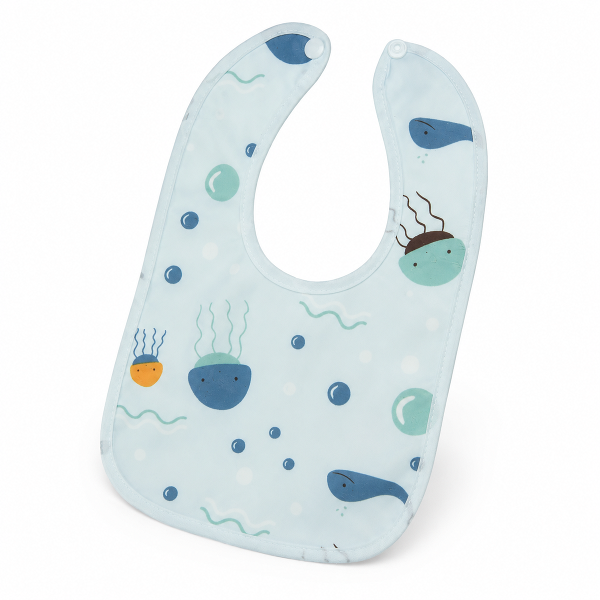 BABY PLASTIC BIB BUTTON JELLY FISH SKY BLUE