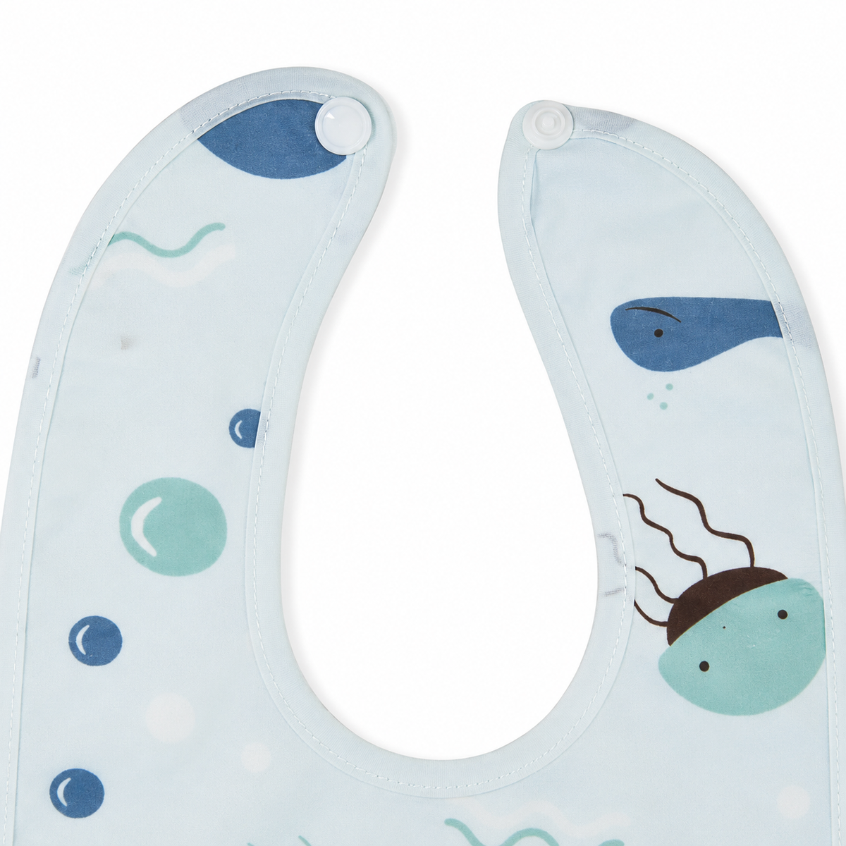 BABY PLASTIC BIB BUTTON JELLY FISH SKY BLUE
