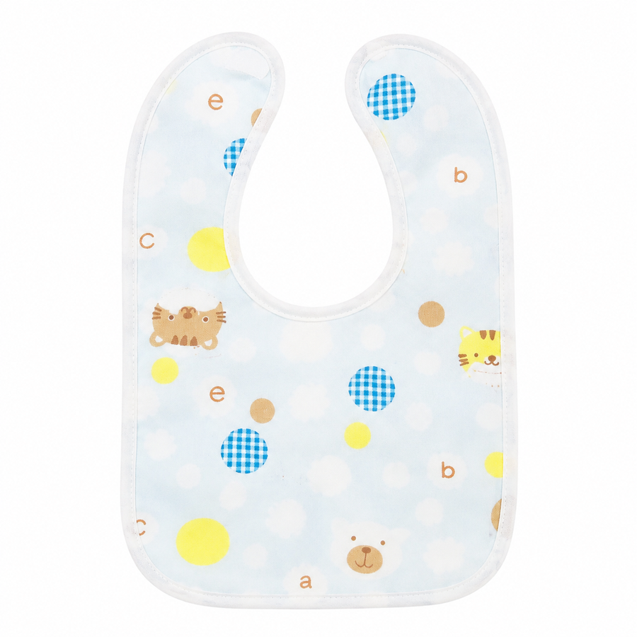 BABY PLASTIC BIB BUTTON TEDDY BEAR SKY BLUE