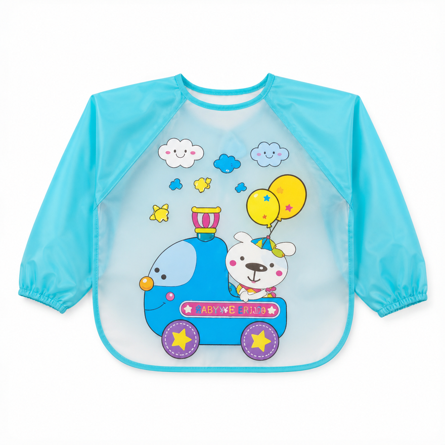 BABY PLASTIC SHIRT BIB CYAN