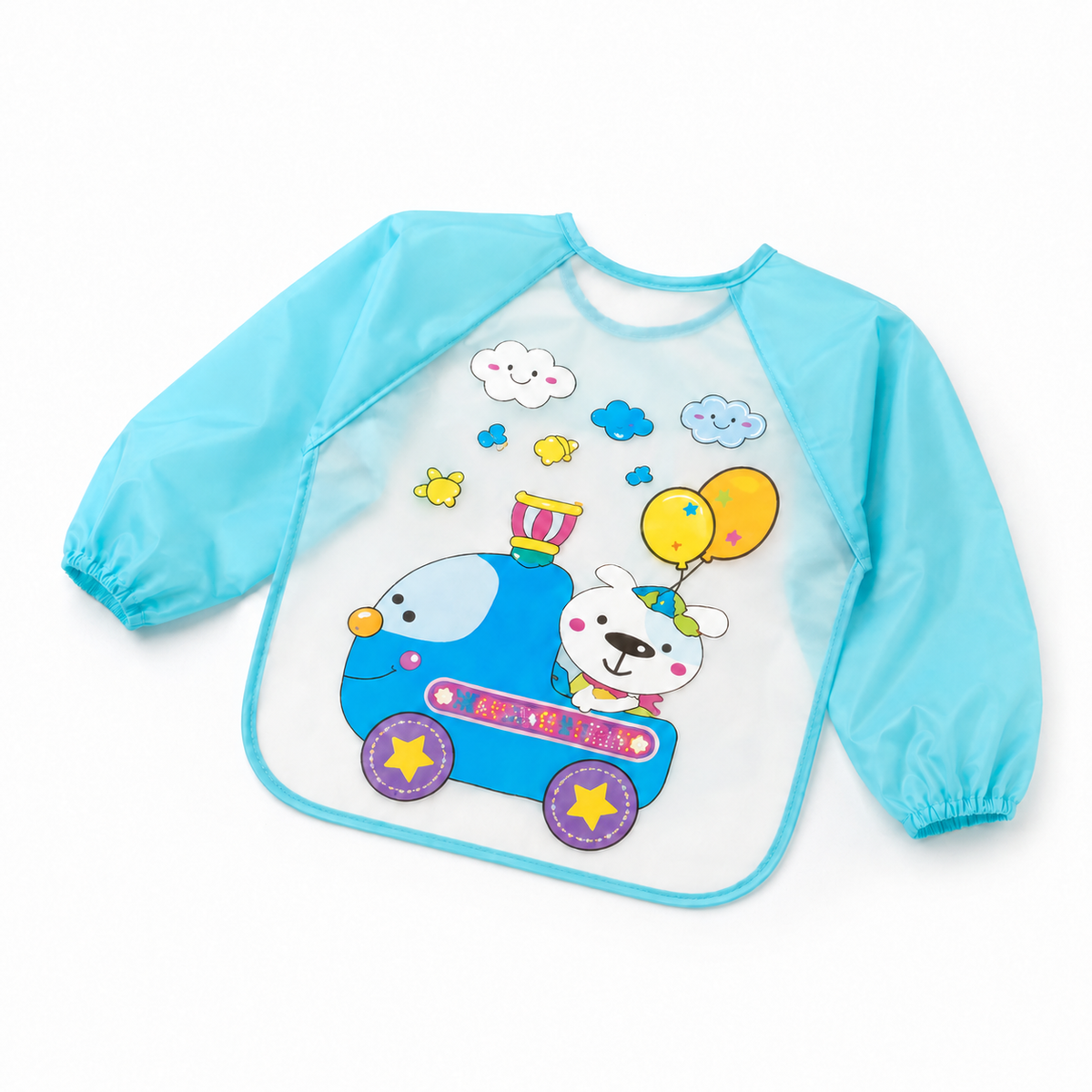 BABY PLASTIC SHIRT BIB CYAN