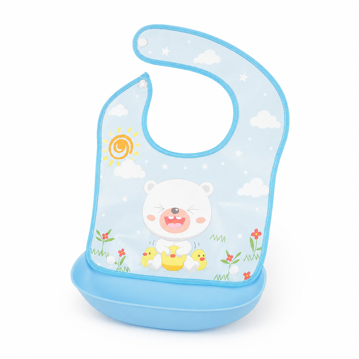 BABY POCKET BIB BEAR BLUE