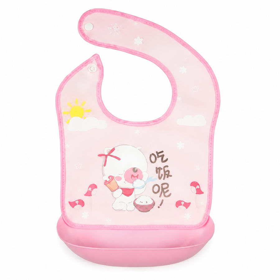 BABY POCKET BIB BEAR PINK