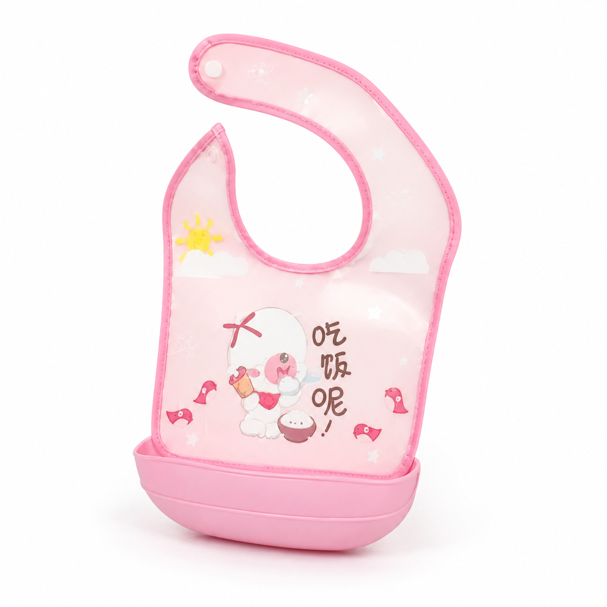 BABY POCKET BIB BEAR PINK