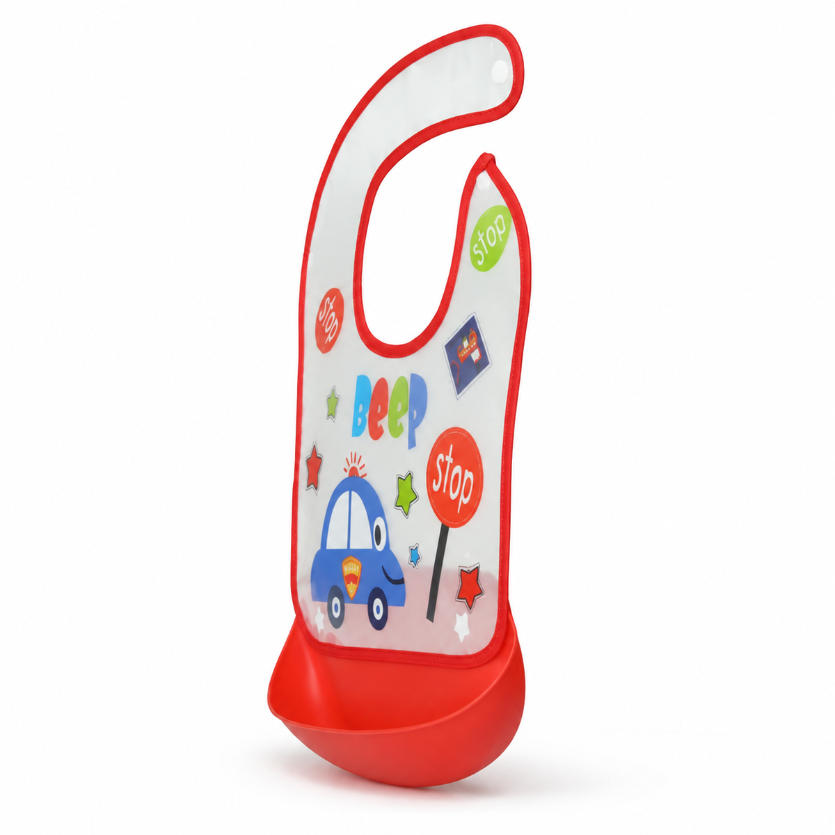 BABY POCKET BIB CAR RED