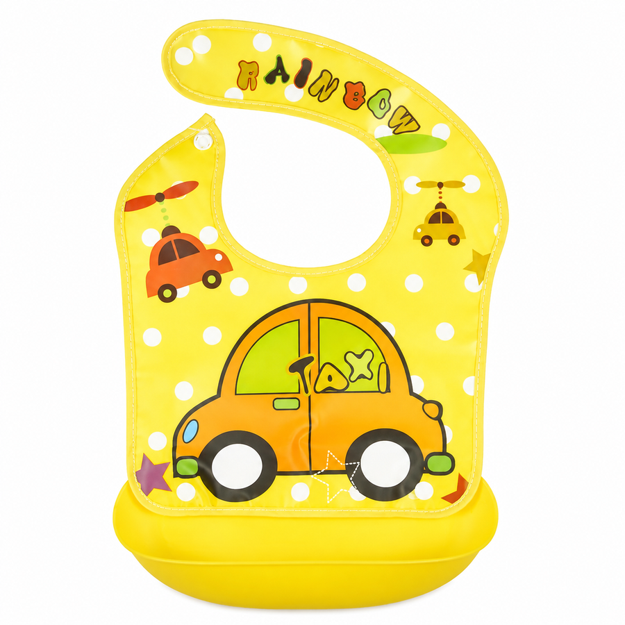 BABY POCKET BIB CAR YELLOW