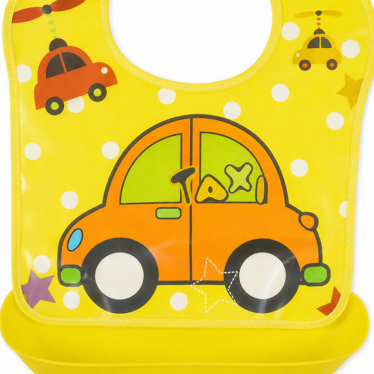BABY POCKET BIB CAR YELLOW