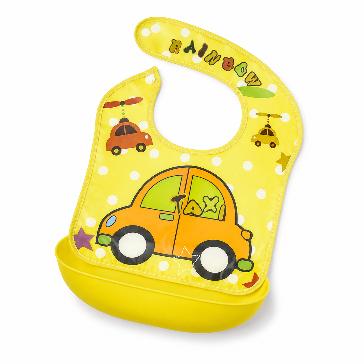 BABY POCKET BIB CAR YELLOW