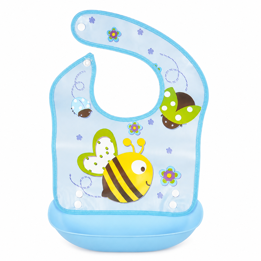 BABY POCKET BIB FISH BLUE