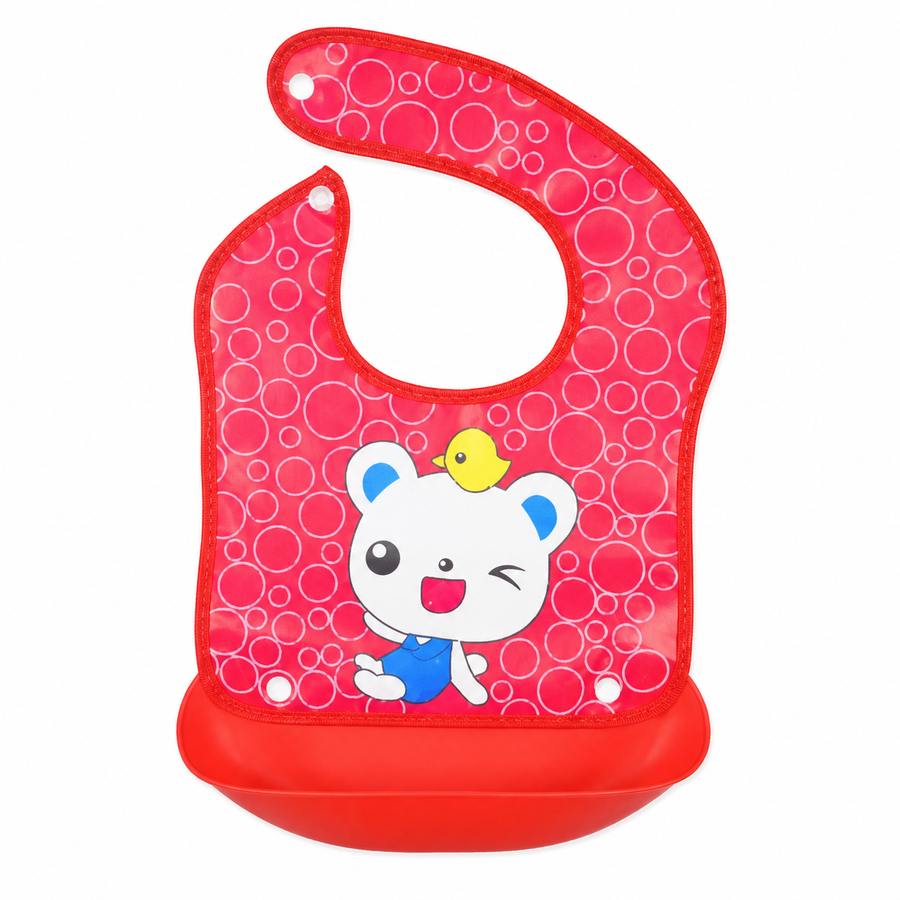 BABY POCKET BIB KITTY RED