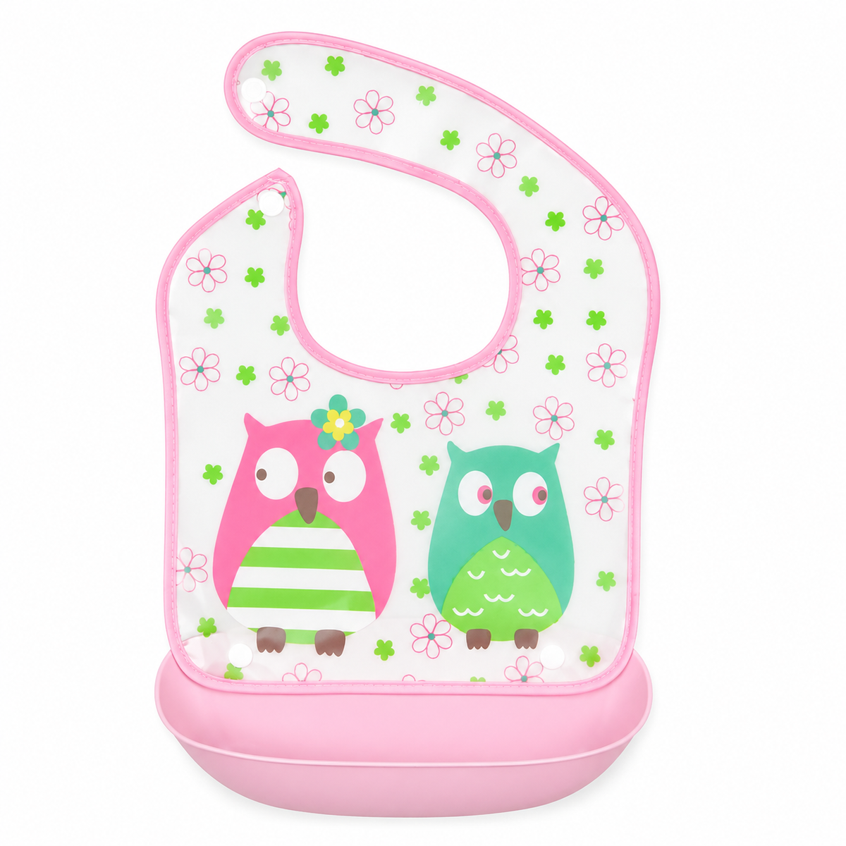 BABY POCKET BIB OWL PINK