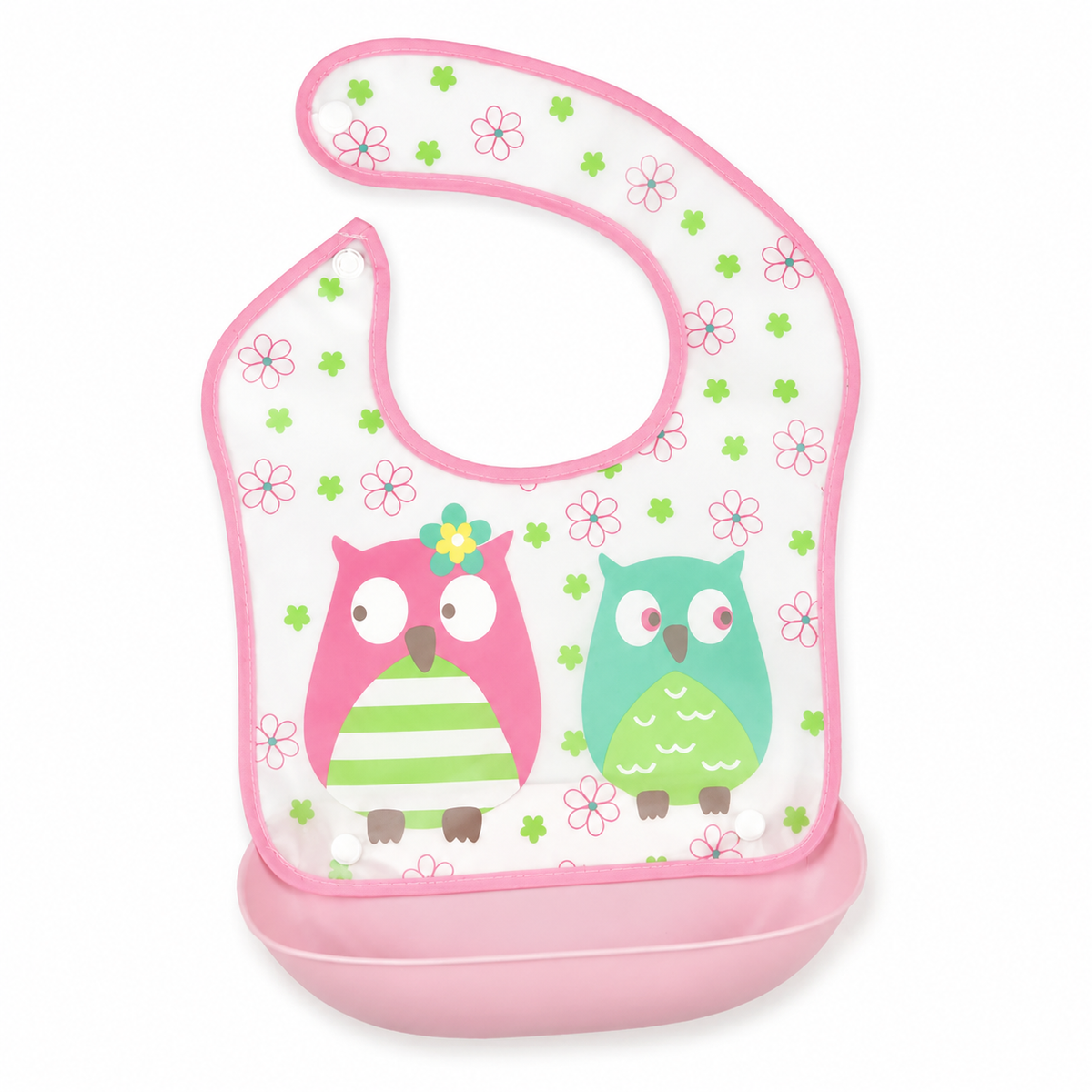 BABY POCKET BIB OWL PINK