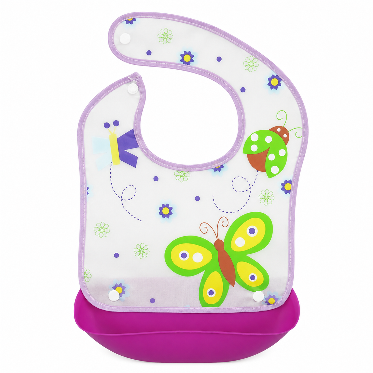 BABY POCKET BIB PURPLE BUTTERFLY