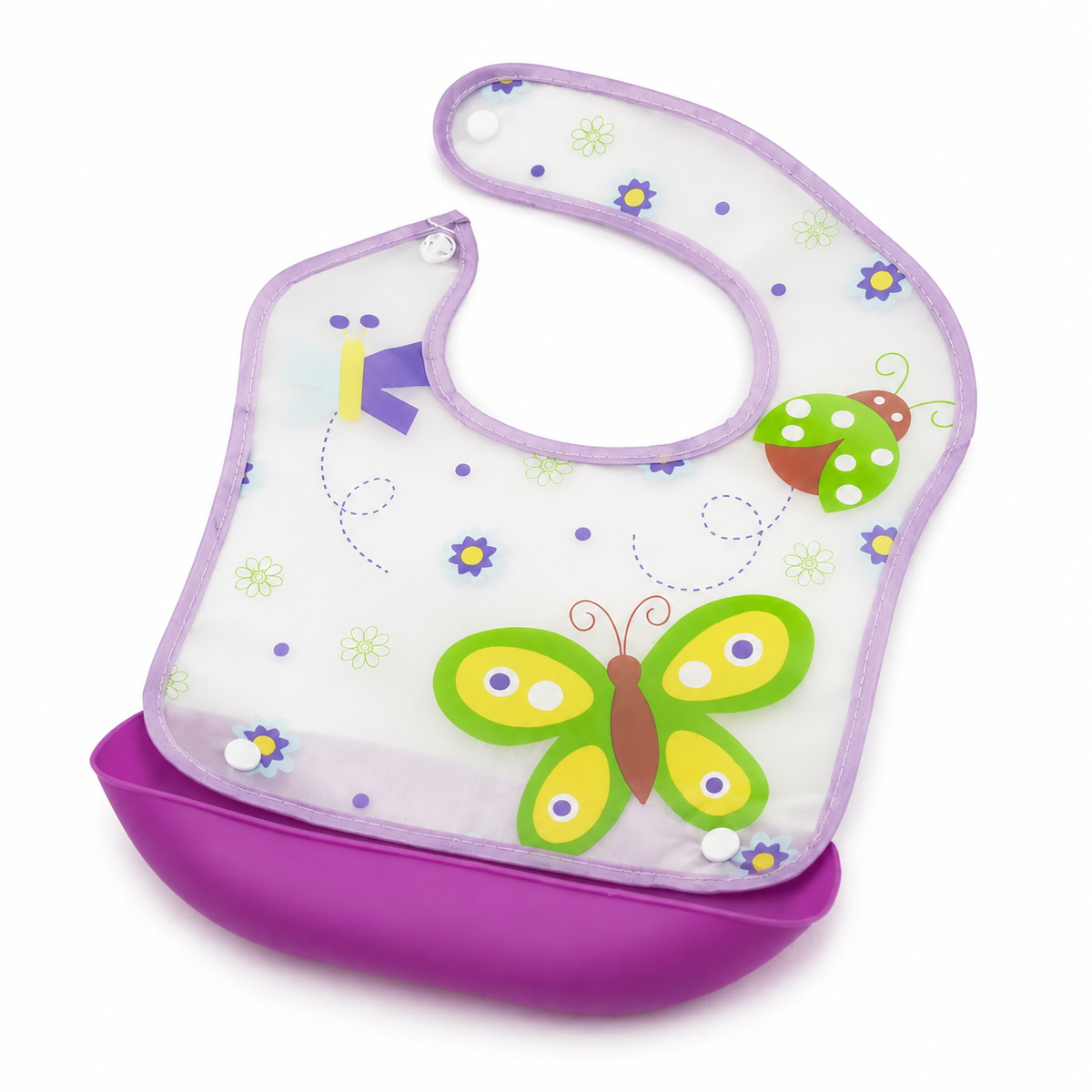 BABY POCKET BIB PURPLE BUTTERFLY