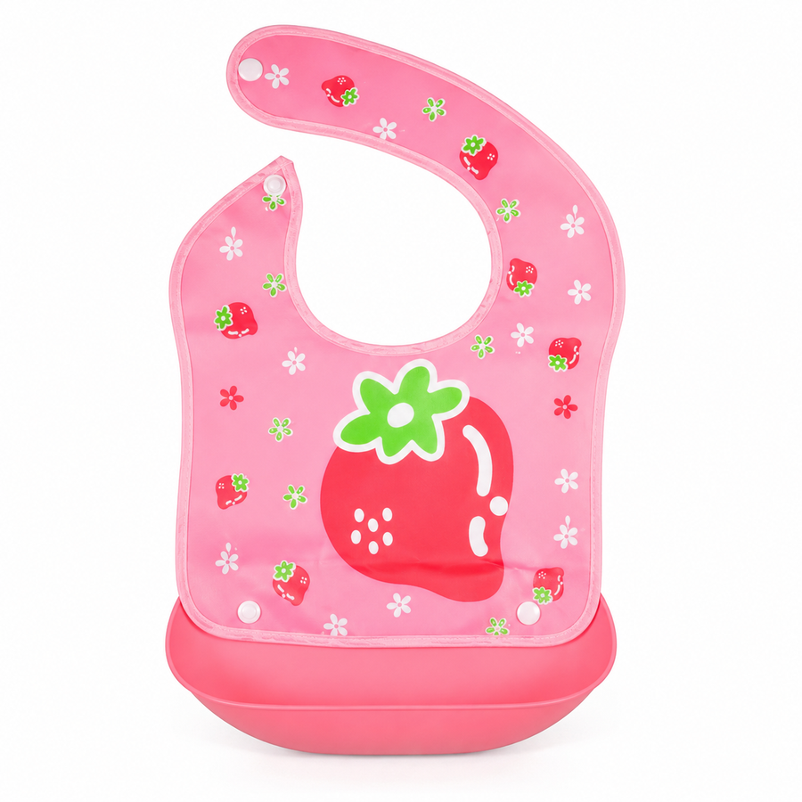 BABY POCKET BIB STRAWBERRY PINK