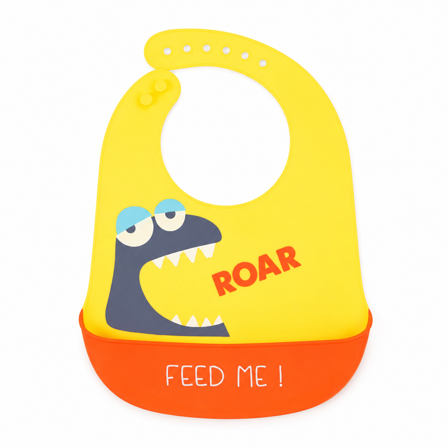 BABY SILICONE BIB FEED ME YELLOW