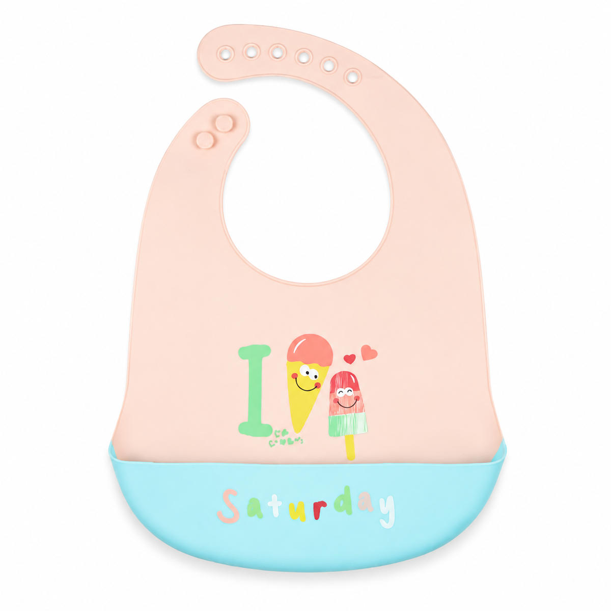BABY SILICONE BIB SATURDAY PINK