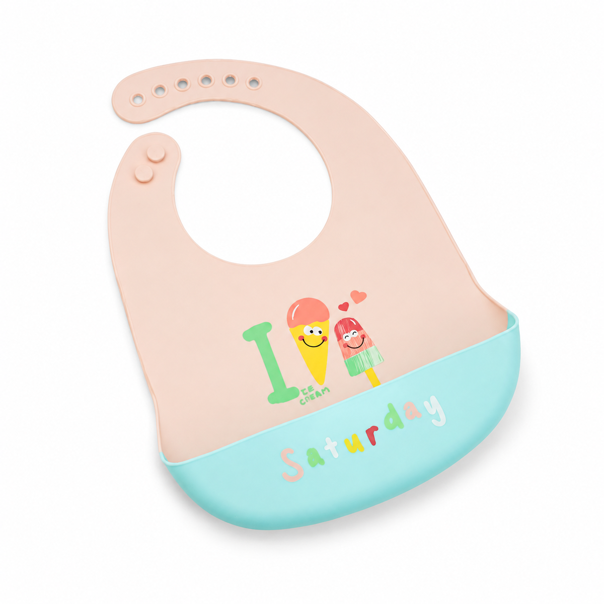 BABY SILICONE BIB SATURDAY PINK