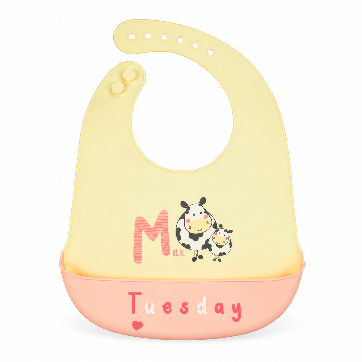 BABY SILICONE BIB TUESDAY YELLOW