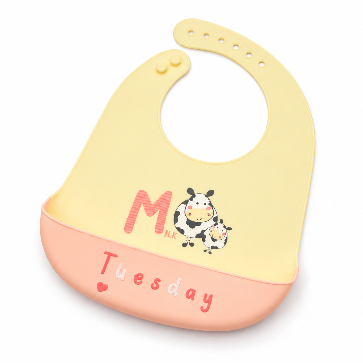 BABY SILICONE BIB TUESDAY YELLOW