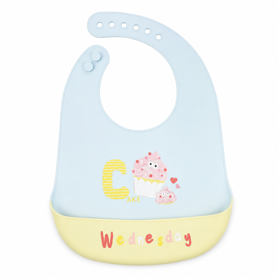 BABY SILICONE BIB WEDNESDAY BLUE