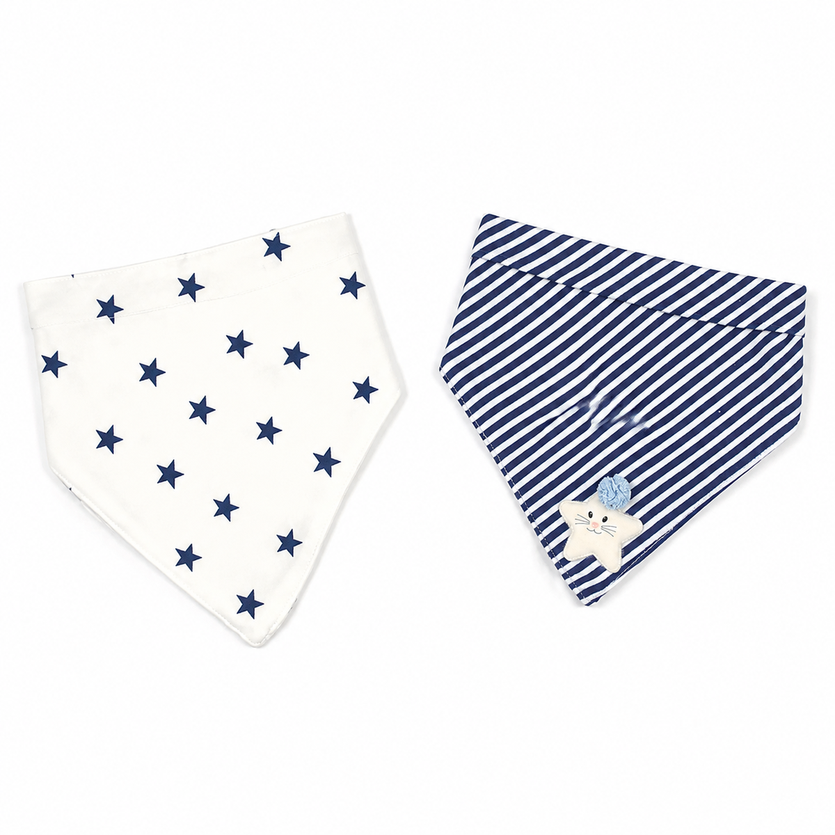 BABY TRIANGLE BIBS PACK COTTON DROOL WITH STAR EMBROIDERY PACK OF 2