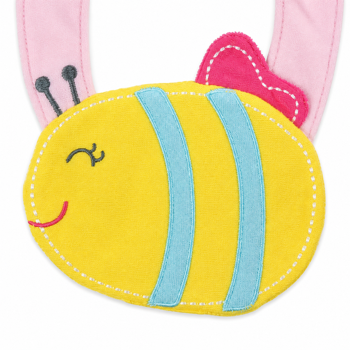 CHINA BABY BIB VELVET BEE PINK