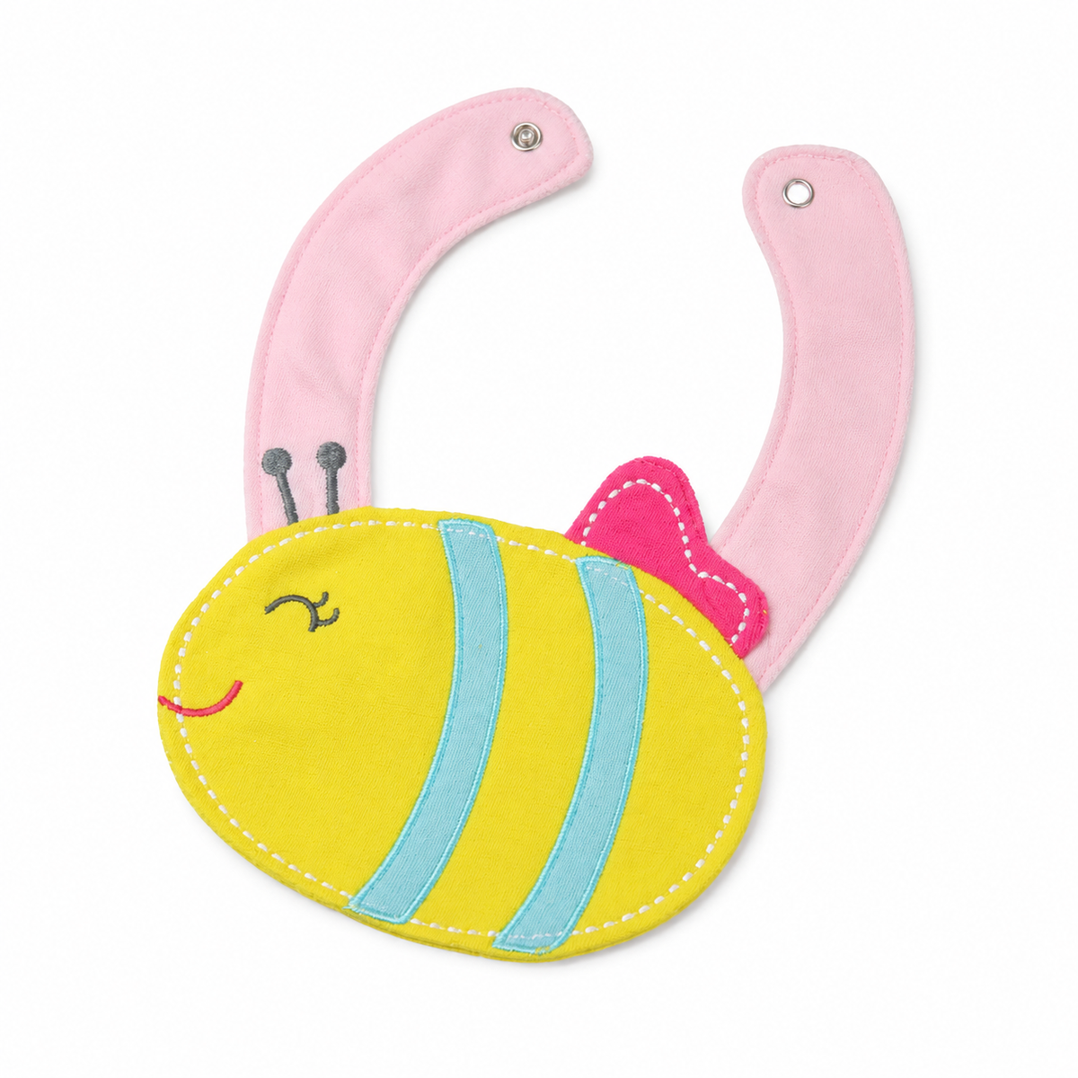 CHINA BABY BIB VELVET BEE PINK