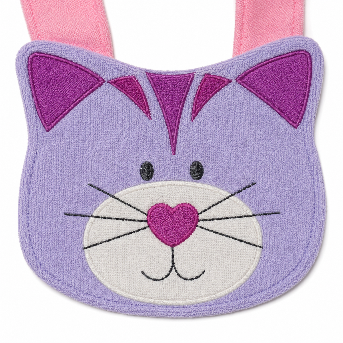 CHINA BABY BIB VELVET CAT PINK