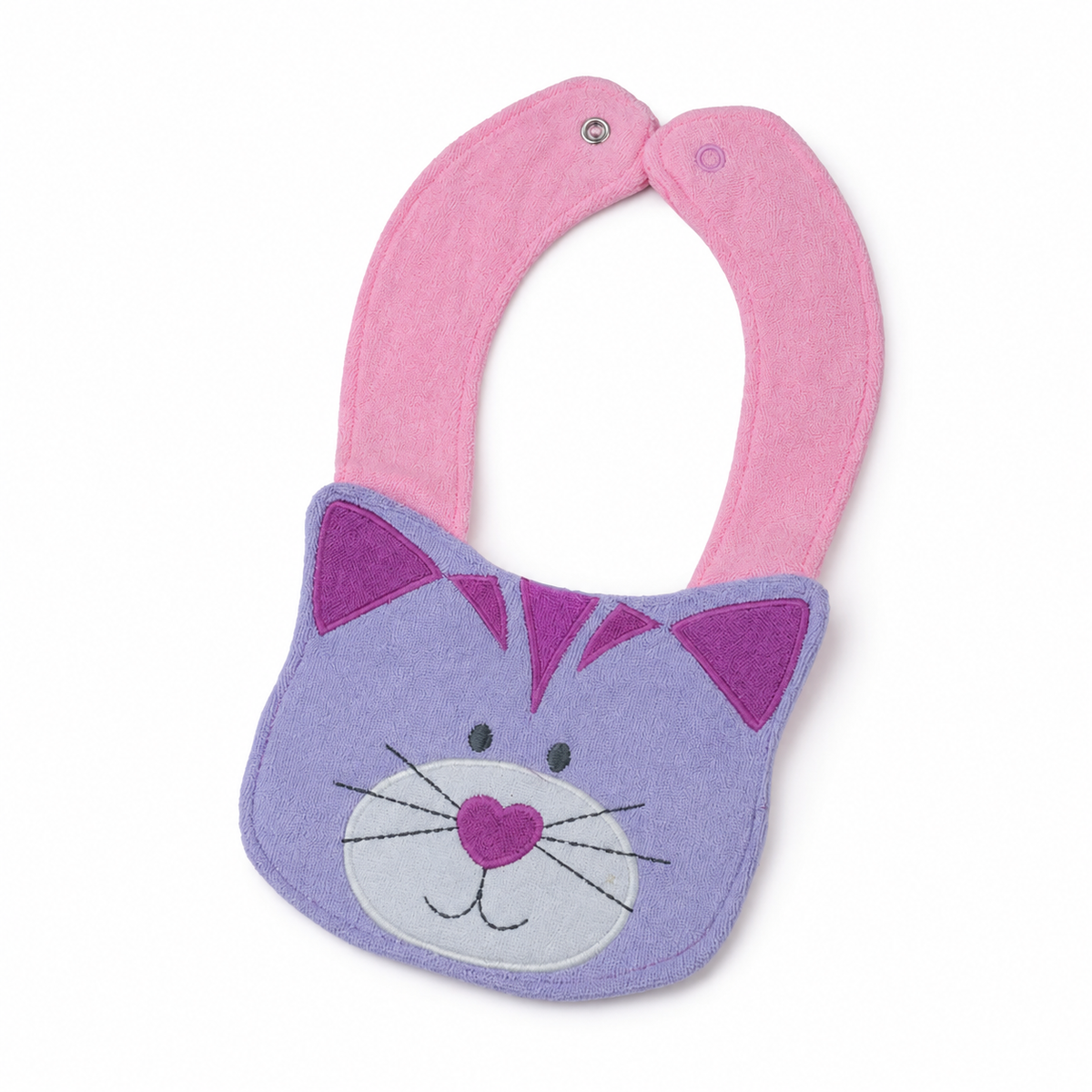 CHINA BABY BIB VELVET CAT PINK