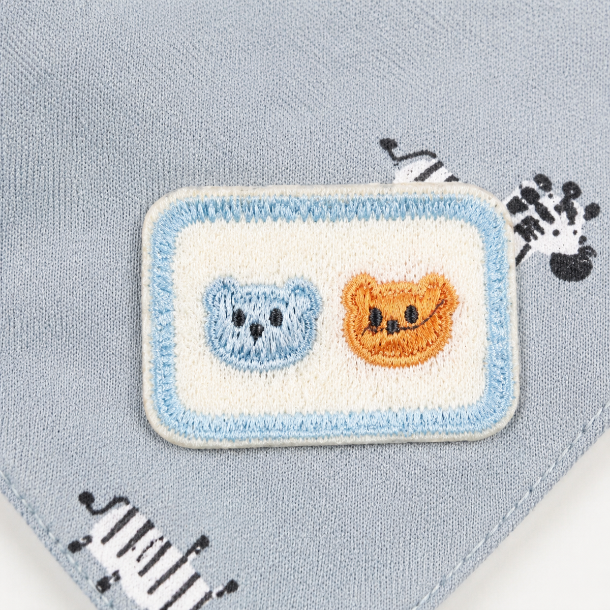 CUTE BEAR PATCH WITH ZEBRA PRINT BABY TRIANGLE BIBS MULTI COLOUR COTTON (PACK OF 2)