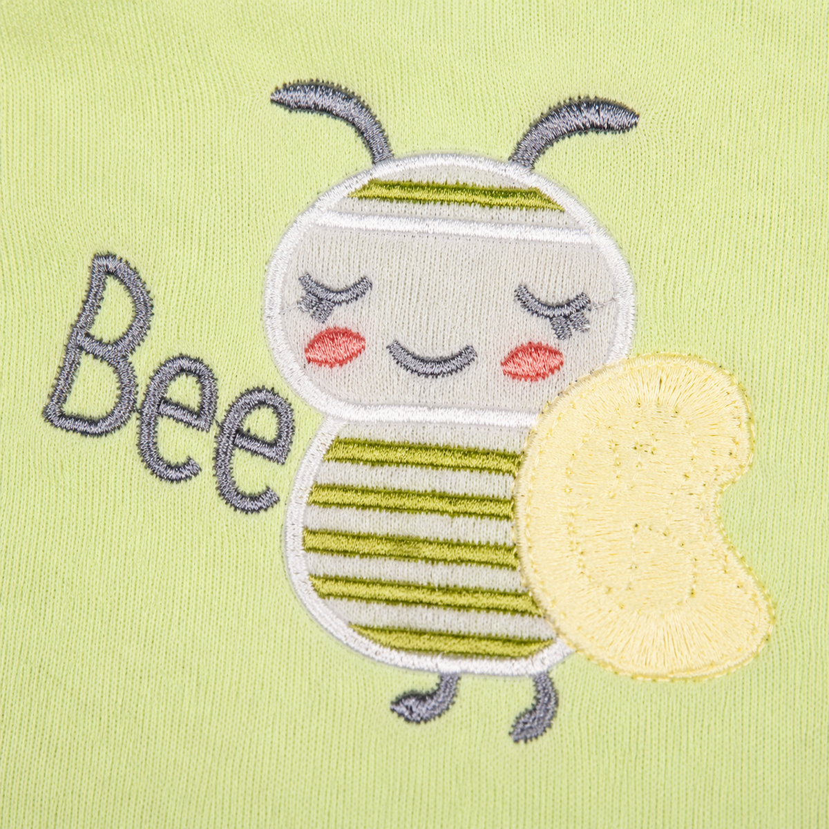 CUTE BEE EMBROIDERY BABY TRIANGLE BIBS GREEN & MINT COTTON (PACK OF 2)
