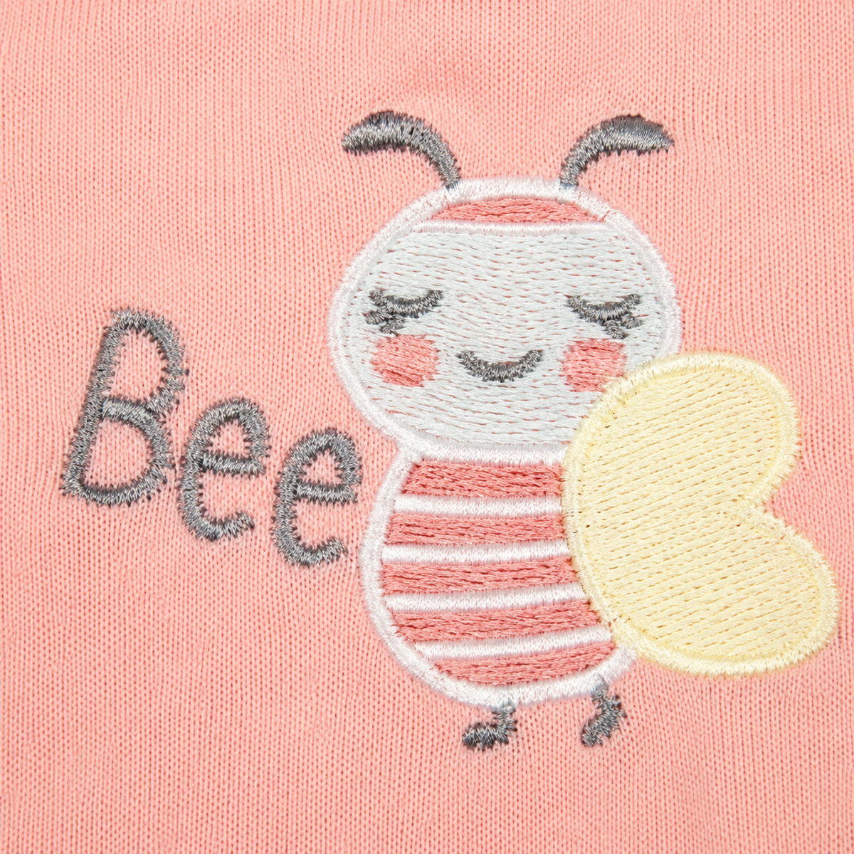 CUTE BEE EMBROIDERY BABY TRIANGLE BIBS PINK & BROWN COTTON (PACK OF 2)