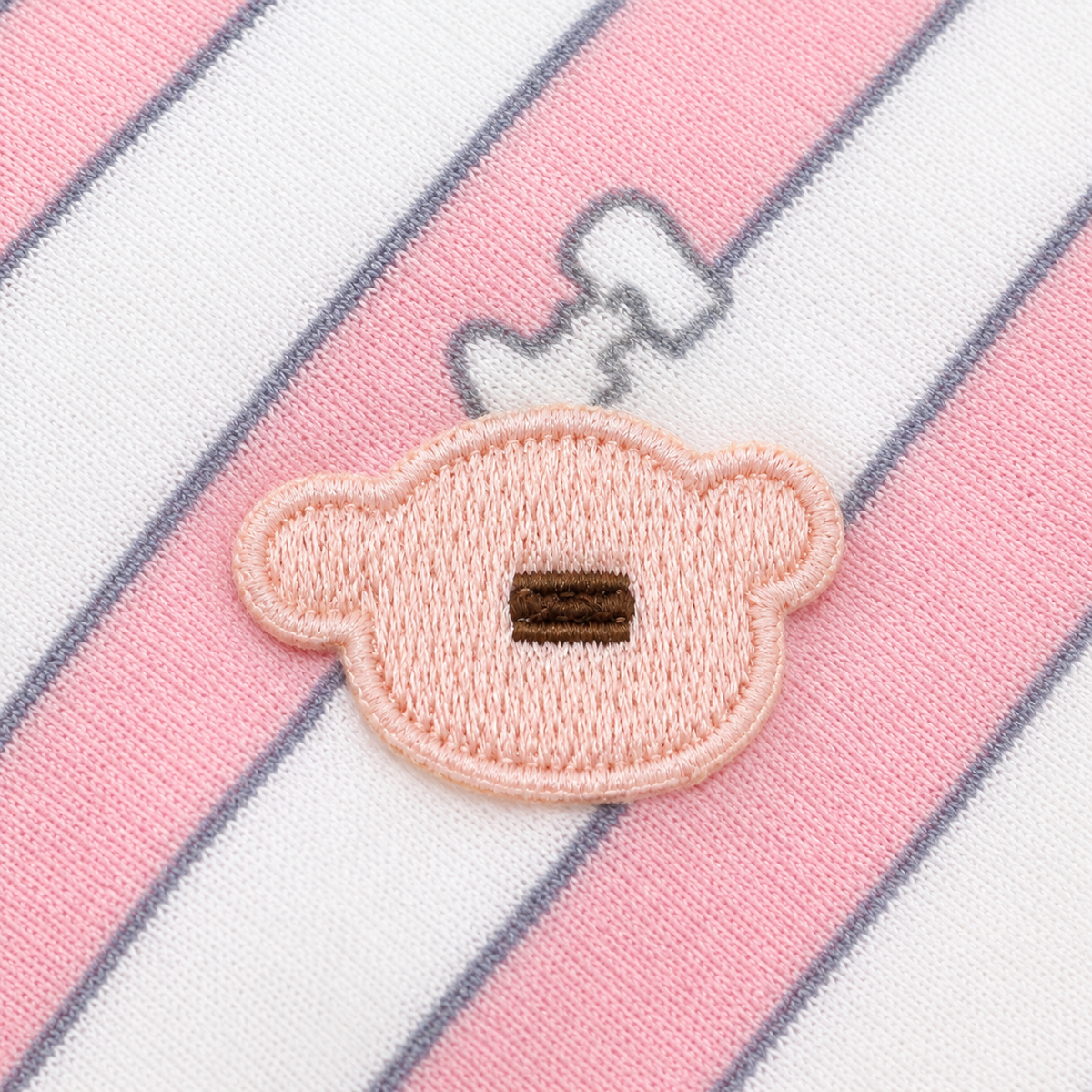 CUTE ELEPHANT PATCH BABY TRIANGLE BIBS PINK & MINT STRIPED COTTON (PACK OF 2)