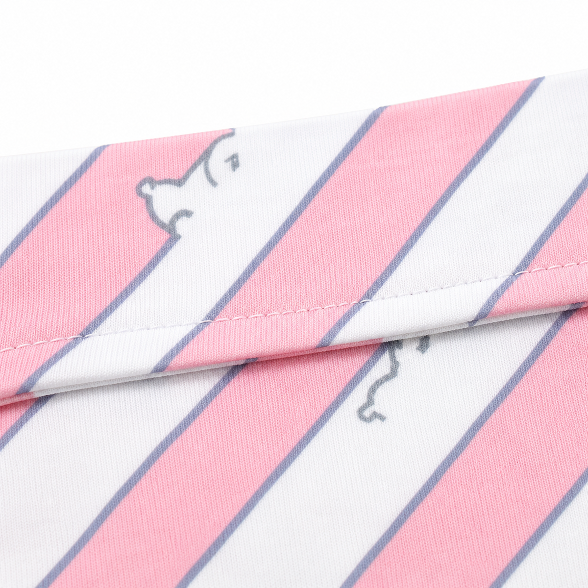 CUTE ELEPHANT PATCH BABY TRIANGLE BIBS PINK & MINT STRIPED COTTON (PACK OF 2)