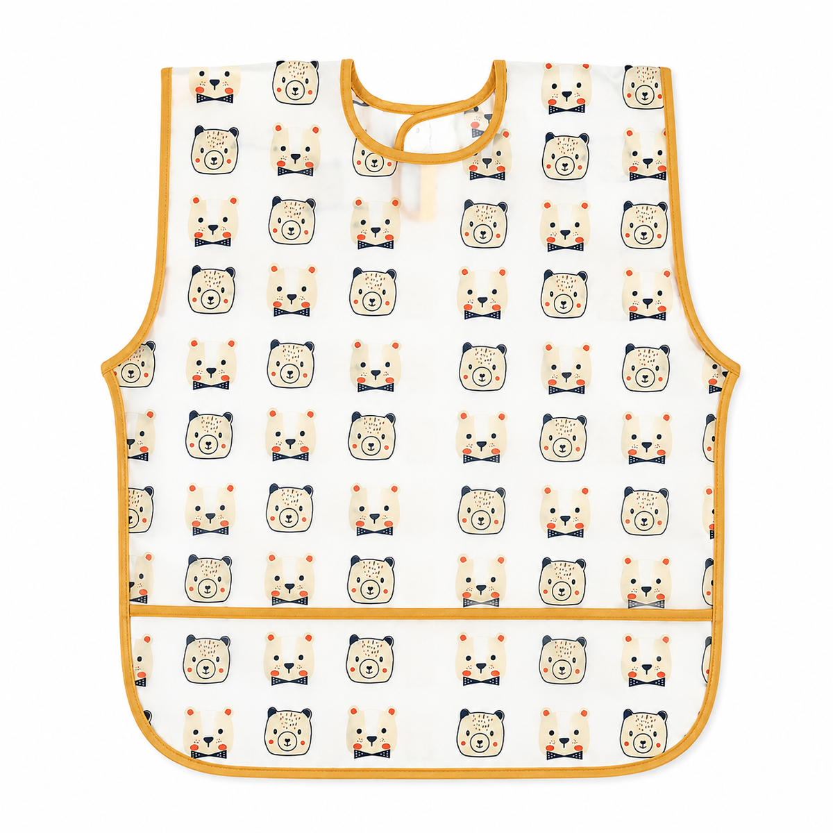 FULL COVERAGE LONG SLEEVE FEEDING BIB FOR BABIES BEAR PRINT