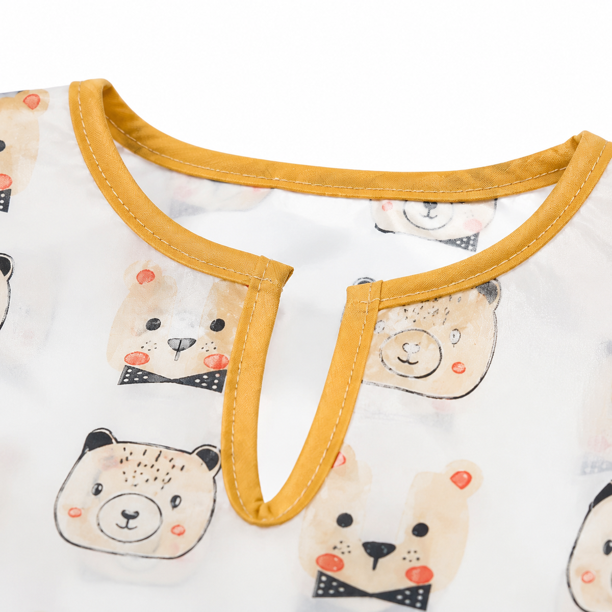FULL COVERAGE LONG SLEEVE FEEDING BIB FOR BABIES BEAR PRINT