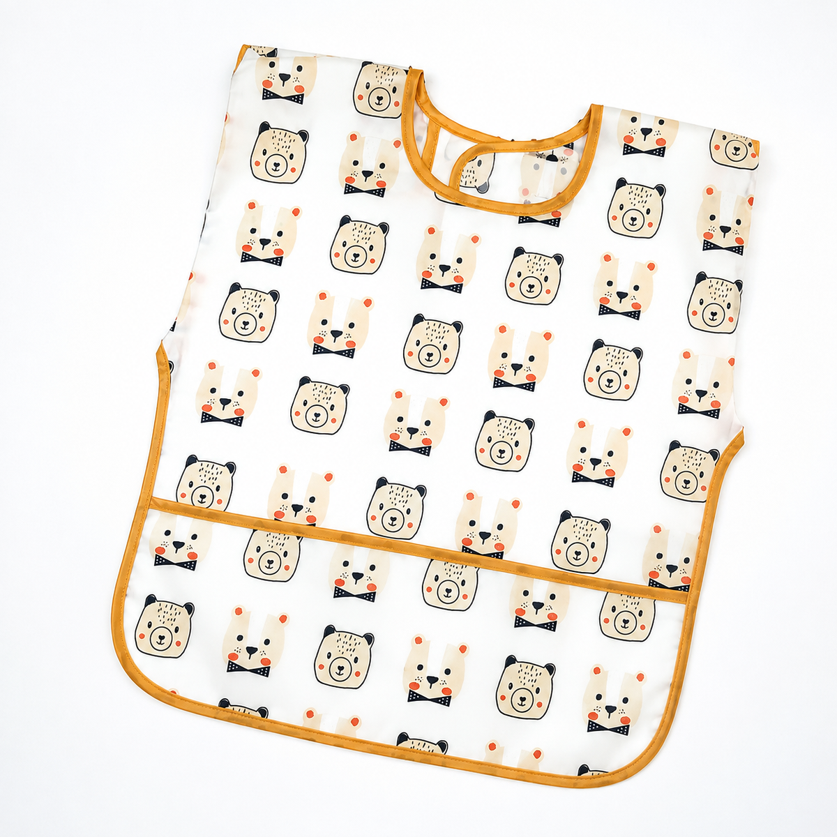FULL COVERAGE LONG SLEEVE FEEDING BIB FOR BABIES BEAR PRINT