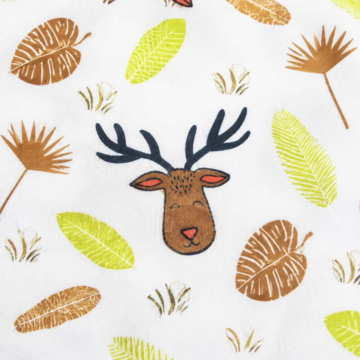 FULL COVERAGE LONG SLEEVE FEEDING BIB FOR BABIES DEER AND LEAVES PRINT