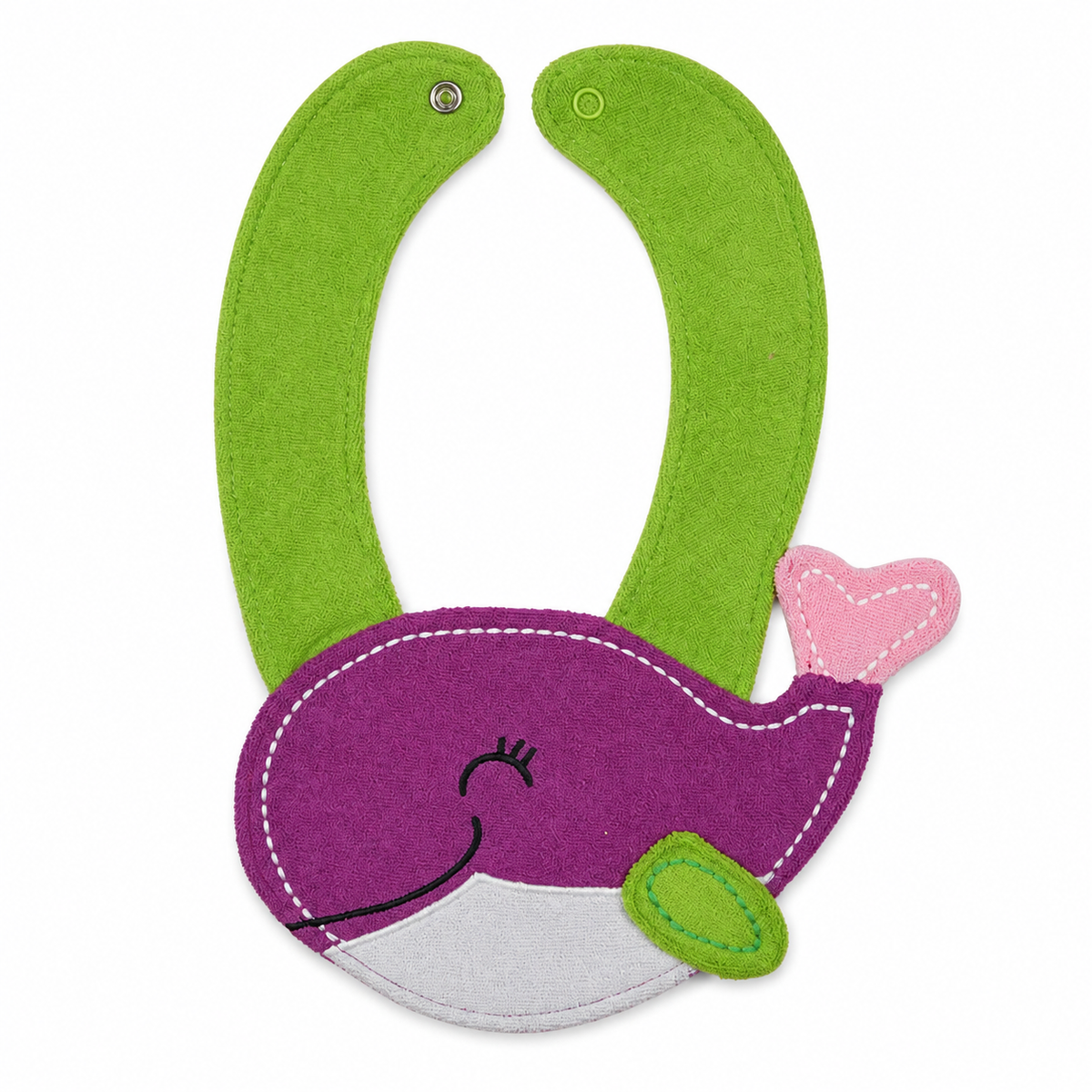 CHINA BABY BIB VELVET DOLPHIN GREEN
