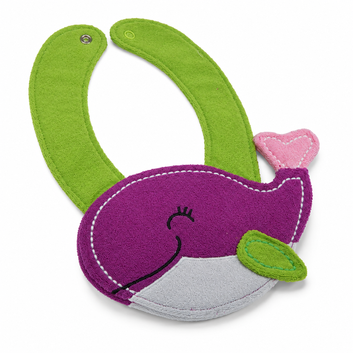 CHINA BABY BIB VELVET DOLPHIN GREEN