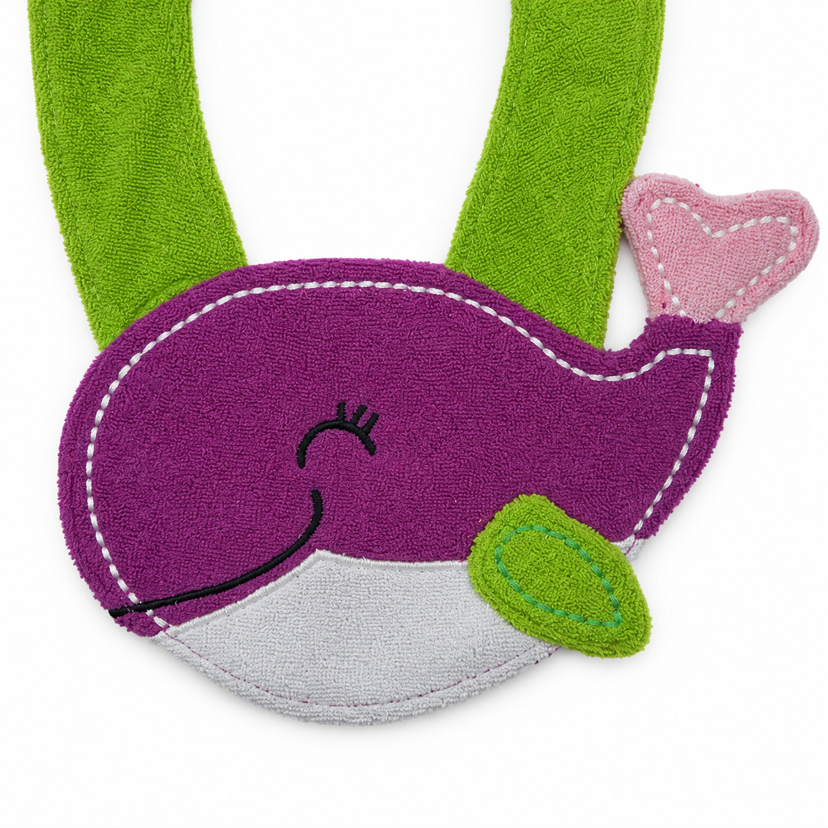 CHINA BABY BIB VELVET DOLPHIN GREEN