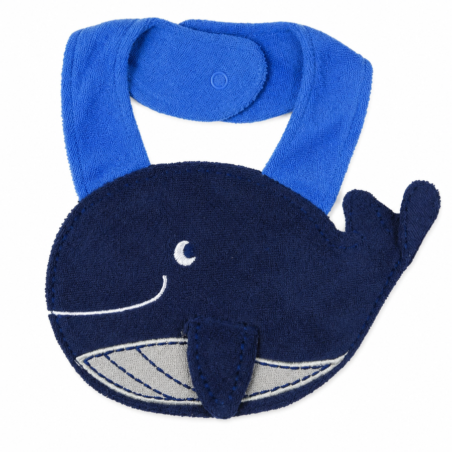CHINA BABY BIB VELVET SHARK BLUE