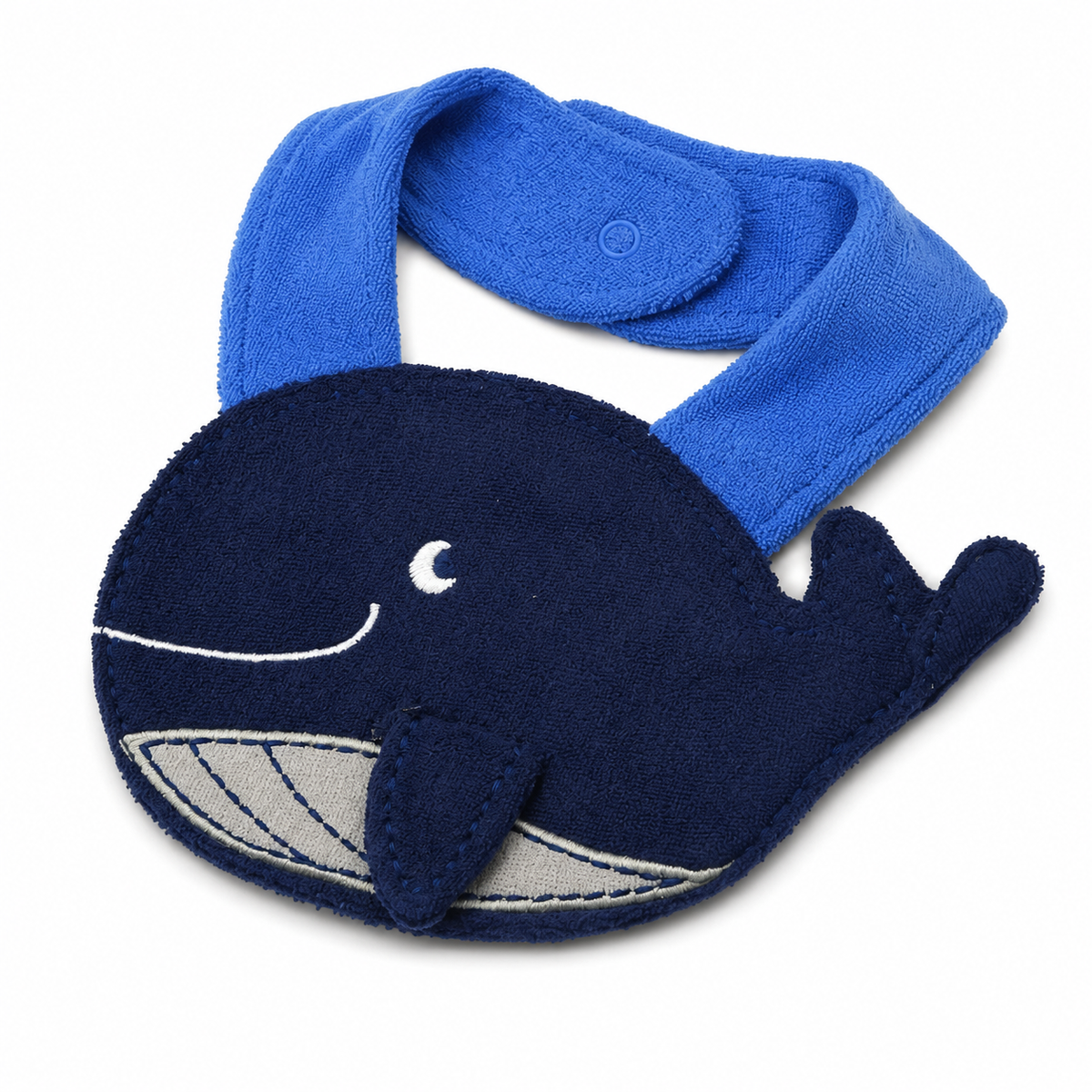 CHINA BABY BIB VELVET SHARK BLUE