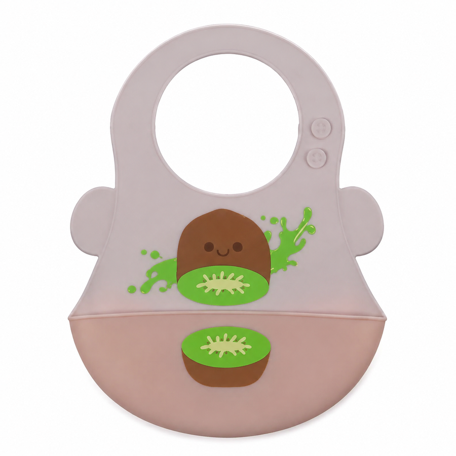 CHINA BABY SILICONE BIB CARTOON KIWI PINK